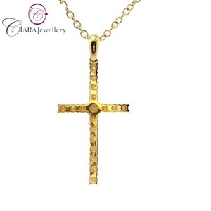 HOT SELLING DIRECT FACTORY PRICE 18K <b>WHITE</b>/YELLOW <b>GOLD</b> DAILY WEAR NATURAL DIAMOND <b>CROSS</b> PENDANT - Product Image 3