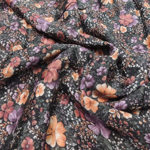 Tissu Crêpe Naturel Plat en Polyester/Coton Dobby Tissé, Décontracté, Biologique, Respirant, Léger, à Motifs Floraux, Écologique et Doux - Product Image 4