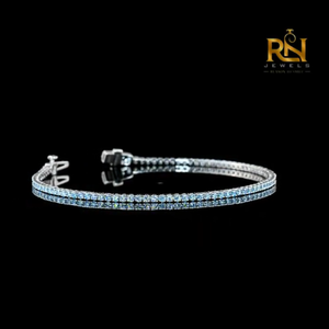 Blue Lab Grown Diamond Tennis Bracelet Vibrant Colored Eternity Link Bracelet 9K 14K 18K <b>Solid</b> <b>Gold</b> Fine Jewelry - Product Image 3