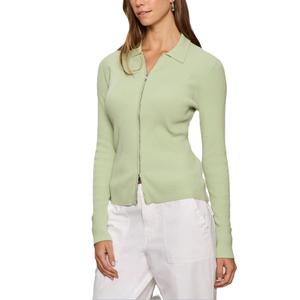 Suéter de punto ajustado para mujer, cuello vuelto, color liso, con cremallera, de Bangladesh - Product Image 4