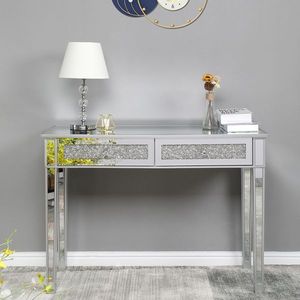 Modern 106*38*76cm Silver Console <b>Table</b> with Two Pumps Elegant <b>Mirror</b> Design for Home or Office - Product Image 1