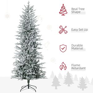 7.5FT Pre-Lit Christmas <b>Tree</b> with Warm Yellow Clear <b>Lights</b> Flocked Snow Branches Auto Open Extra Bulb 210 cm (8m) in Size - Product Image 4