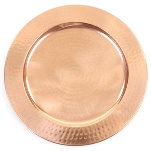 Metal Charger Plate Copper Antique Finish Floral Style Dining Tableware <b>Decoration</b> For <b>Engagement</b> Anniversary Parties Table Use - Product Image 2