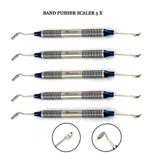 Juego de 5 Piezas de Empujadores de Bandas Manuales de Acero Inoxidable Reutilizables, Escalador, Ajustador de Ortodoncia, Instrumentos de Limpieza Dental - Product Image 1