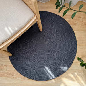 Tapis de sol rond en corde de coton corail de 5' pour coin lecture de la nurserie et salon d'appartement moderne - Product Image 3
