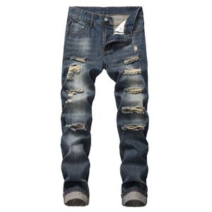 Pantalones Vaqueros de Mezclilla de Corte Recto Vintage de Aspecto Elegante a Precio Económico 2026 para Hombre, Calidad Premium, Secado Rápido, Cintura Media, Rotos, para Invierno - Product Image 1