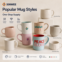 Mug à café en céramique avec logo personnalisé, intérieur coloré, poignée, boîte cadeau, marque privée, mug en céramique OEM ODM, fournisseur en gros pour la vente au détail