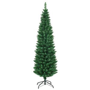 6ft <b>Slim</b> Pencil Christmas <b>Tree</b> with 400 Realistic PVC Branches Flocked Finish Space Saving Design for Small Corners - Product Image 2