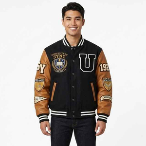 Custom Logo Men's <b>Vintage</b> <b>Varsity</b> <b>Jacket</b> Wool Body Leather Sleeves Letterman Style Hip Hop Streetwear Winter Patched <b>Jacket</b> - Product Image 4