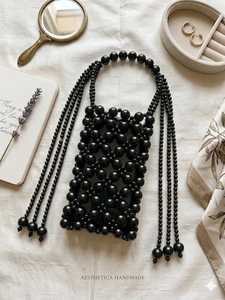 กระเป๋าถือทำมือจากอินเดีย ยี่ห้อ MS Handicraft รับรองคุณภาพ ประดับด้วยลูกปัดแก้วหลากสี  สายสะพายสีตามสั่ง  กระเป๋าถือแบบลำลอง - Product Image 2