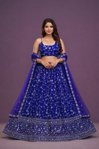 Wholesale Premium Georgette Semi Stitched Lehenga Choli Heavy Zari Sequence Embroidery with <b>Net</b> Dupatta - Product Image 4
