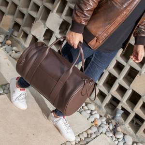 Sac de voyage en cuir véritable imperméable pour usage quotidien avec grande capacité - Sac de voyage en cuir marron - Product Image 3