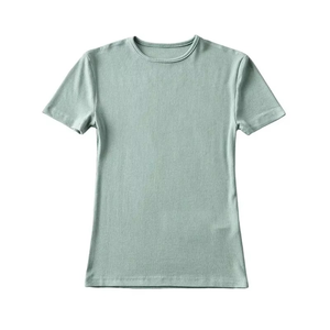 Camiseta de Manga Corta para Mujer, Estilo Urbano, Cuello Redondo, Color Sólido, Tejido de Punto, Corte Regular, Informal, Verano, Secado Rápido, Transpirable - Product Image 2