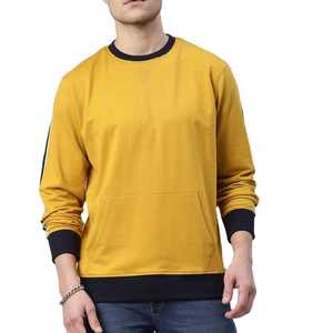 Sweat-shirt unisexe à col rond 100% coton, design découpé, jaune, tricoté, pull décontracté, coupe classique, manches longues, hiver - Product Image 2