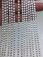 Perles de riz ovales en eau douce blanches AAA 3,5-5 mm, brin complet, perles de culture authentiques pour la fabrication de bijoux, vente en gros