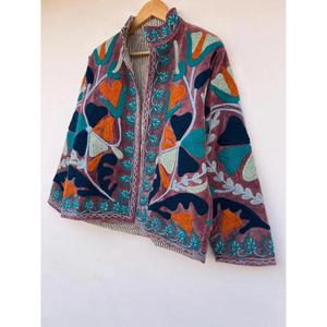 Velvet Suzani Embroidered Women's Varsity <b>Jacket</b> Outerwear Bohemian Coat Autumn Cotton Gift Her Chic - Product Image 1