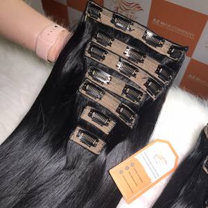 Hot Selling <b>Clip</b> <b>in</b> <b>Hair</b> <b>Extensions</b> Jet <b>Black</b> Color Human <b>Hair</b> Remy Straight Grade 12A 100% Remy Human <b>Hair</b> <b>Extensions</b> <b>Clip</b> <b>Ins</b> - Product Image 4