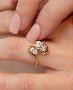 1.65CT Toi Et Moi Diamond <b>Ring</b> Pear Cut Lab Grown 14k Solid Gold <b>Two</b> <b>Stone</b> Engagement <b>Ring</b> IGI Certified VS+ Clarity D-F Color - Product Image 5