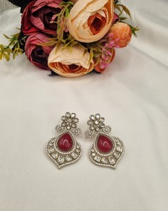 Elegantes Pendientes Kundan en Forma de Lágrima Azul, Pendientes Jhumka Étnicos Chapados en Oro Antiguo Vintage, Joyería de Boda Pakistaní para Mujer - Product Image 4
