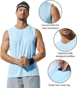 Débardeurs de sport pour hommes en polyester et coton tricoté, sans manches, pour la course, l'entraînement et la musculation - Product Image 5