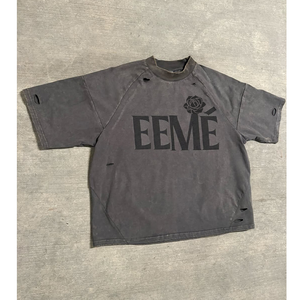 เสื้อยืดผู้ชายทรงครอปเข้ารูปโอเวอร์ไซส์แบบกำหนดเองพิมพ์ลายสกรีนลายแบบวินเทจฟอกสีชาย - Product Image 2