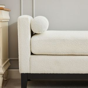 Elegante sofá cama con patas de madera de 66.34 pulgadas, otomana tapizada y 2 almohadas decorativas para dormitorio o sala de estar - Product Image 6