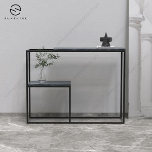 Minimalist <b>Marble</b> <b>Console</b> <b>Table</b> With Metal Frame Modern Entryway Living Room Furniture Stable Design - Product Image 4