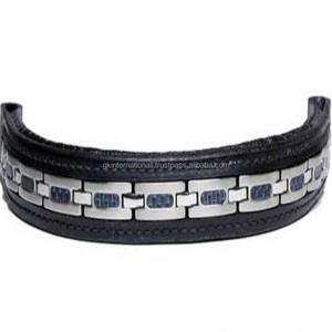 Banda para cejas decorativa de acero inoxidable y plata personalizada, banda de cuero genuino para cejas de caballo en tamaños cob completos, precio al por mayor - Product Image 6