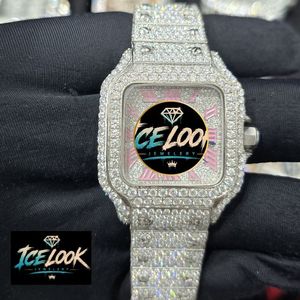 ICELOOK นาฬิกาข้อมือเพชรทรงสี่เหลี่ยมหรูหรา สแตนเลสสตีล อะนาล็อก ควอตซ์ สำหรับทุกเพศ หน้าปัด 30 มม. สาย 20 มม. ตัวล็อคแบบผีเสื้อ - Product Image 4