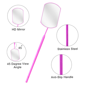 Square Shape Stainless Steel Eyelash Mirror for Lashes Wholesale Price Neon <b>Pink</b> Lash Mirror Application OEM Manufacture - Product Image 4