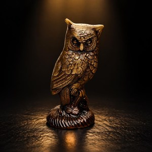 Statue d'hibou en laiton gravée sur mesure SHUBHAM, plaquée or, polie, figurine décorative pour le salon, le bureau, le bureau d'affaires - Product Image 5