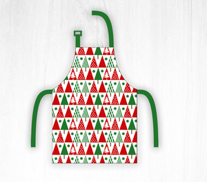 Christmas Printed 100% Cotton Anti- <b>Apron</b> with Red Green Tree Pattern Washable for <b>Kitchen</b> Hotel & Restaurant Use - Product Image 1