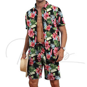 Nouveaux ensembles de mode pour hommes, chemises à imprimé floral hawaïen et shorts de plage, très tendance - Product Image 5