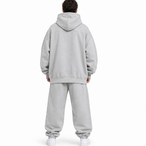 High Quality Casual Men's Winter Fleece Breathable Tracksuit Set-100% Cotton <b>Oversized</b> <b>Sweatpants</b> and Hoodie - Product Image 2