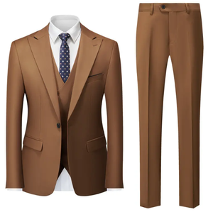 Costume d'affaires bordeaux pour homme, simple boutonnage, col à revers, mélange de laine, infroissable, coupe classique, style britannique - Product Image 3