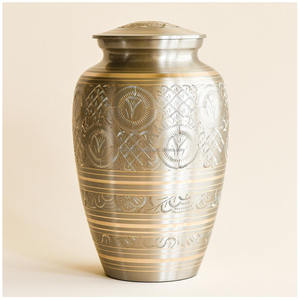 Urna de cenizas humanas de cremación para adultos de latón tradicional grande para almacenamiento de restos humanos con acabado pulido artístico real - Product Image 3