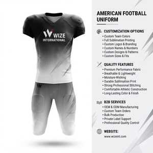 Maillot de football américain sublimé Wize International unisexe à manches courtes, col en V, anti-humidité, coupe classique, nom d'équipe personnalisé - Product Image 6