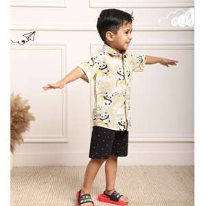 Polka Tots Media Manga Panda Con Camisa Estampado Arco Iris-Crema - Product Image 6