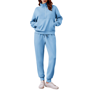 Conjunto de 2 piezas para mujer: Sudadera con media cremallera y pantalones deportivos de cintura alta, conjunto a juego para ropa deportiva. - Product Image 3