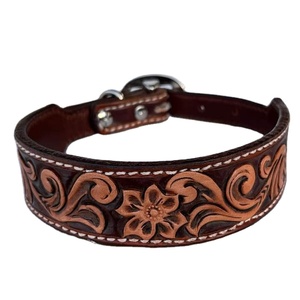 Collar de perro de 2 tonos tallado en cuero de alta calidad, fabricante indio superior y proveedor mayorista Saman exporta todos los tamaños disponibles - Product Image 6