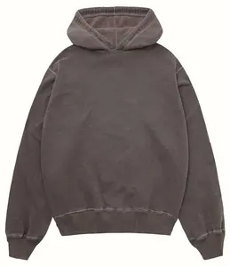 Sweat à capuche zippé pour homme en polyester/coton éponge, délavé à l'acide, style vintage, haute qualité, grammage lourd, coupe oversize, design 100% personnalisé - Product Image 4