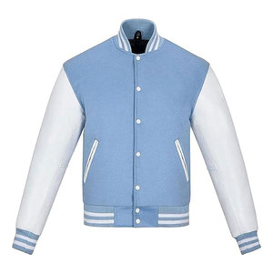 เสื้อแจ็คเก็ตวาร์ซิตี้ทรงเรโทร ตัวเสื้อทำจากผ้าขนสัตว์คุณภาพสูง แขนเสื้อทำจากหนังเรียบ  รุ่น Letterman  บริการ OEM พร้อมให้บริการ - Product Image 2