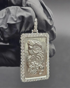 Pendentif Poisson Koi en Argent Sterling 925 Plaqué Rhodium, Moissanite VVS Taille Ronde Brillante, Style Hip Hop, Cadeau de Luxe Unisexe - Product Image 1