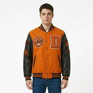 Custom Men's <b>Vintage</b> Letterman Varsity <b>Jacket</b> Chenille Embroidery Front Logo Patch Baseball Winter Eco Friendly <b>Bomber</b> <b>Jacket</b> - Product Image 4