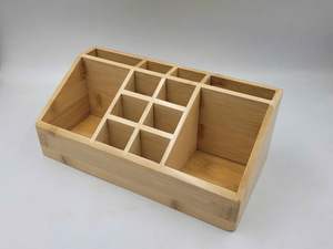 Eco-friendly Bamboo Desktop <b>Drawer</b> Organizer bamboo <b>storage</b> <b>box</b> featuring a smart layout for bottle and accessories Vietchoice - Product Image 2