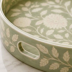 Bandeja de Almacenamiento Boho de Excelente Calidad con Incrustaciones de Hueso, Organizador Decorativo Hecho a Mano para el Hogar, Sala de Estar, Dormitorio, Baño y Regalos - Product Image 1