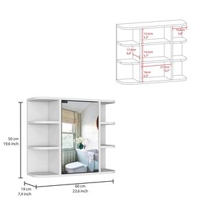 Armadietto Portamedicinali Milano con Sei Ripiani Esterni, Finitura Bianca, Mensole per Bagno - Product Image 4