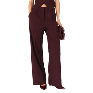 High Waisted Pleated Wide Leg <b>Pants</b> Men Formal Polyester <b>Wool</b> Blend Autumn Midweight Anti-Wrinkle Trousers Flare Wears - Product Image 6