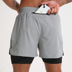 QUBA FASHION OEM – Nouveauté : Short de sport gris pour homme, séchage rapide, imperméable, taille haute avec cordon de serrage, poches, couleur unie, en Spandex - Product Image 6
