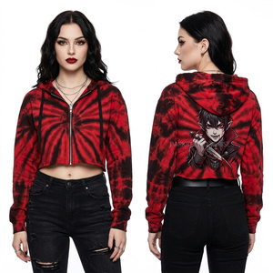 Sudadera con capucha personalizada tie-dye para mujer, naranja y negra, con estampado gráfico de Monster Truck Fanged Fury, estilo oversize, ropa urbana. - Product Image 5
